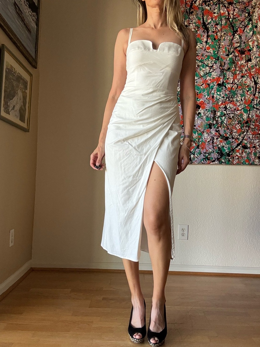 Reformation White Woven Organic Cotton Dress